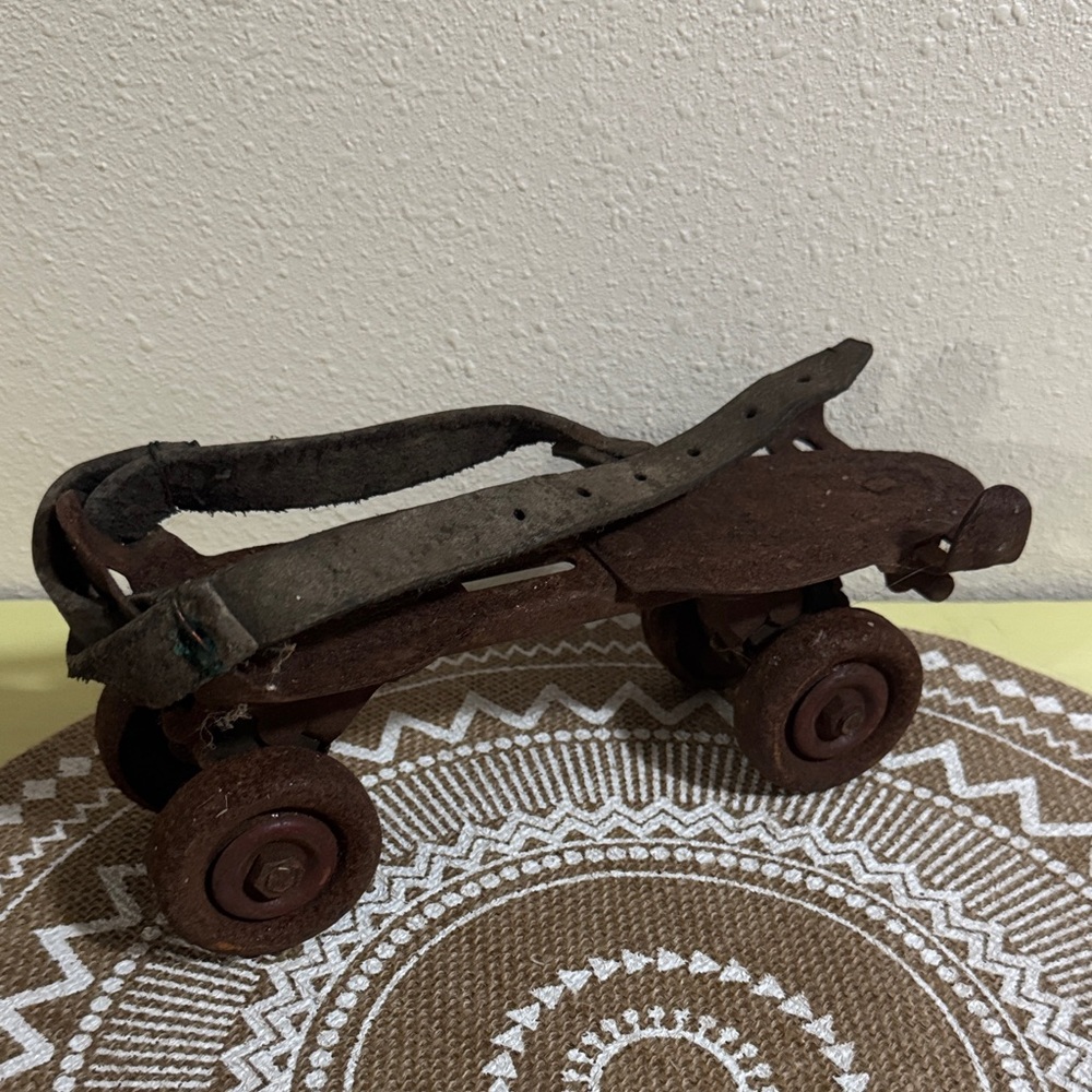 Antique Metal with Leather Rusty Vintage Skate